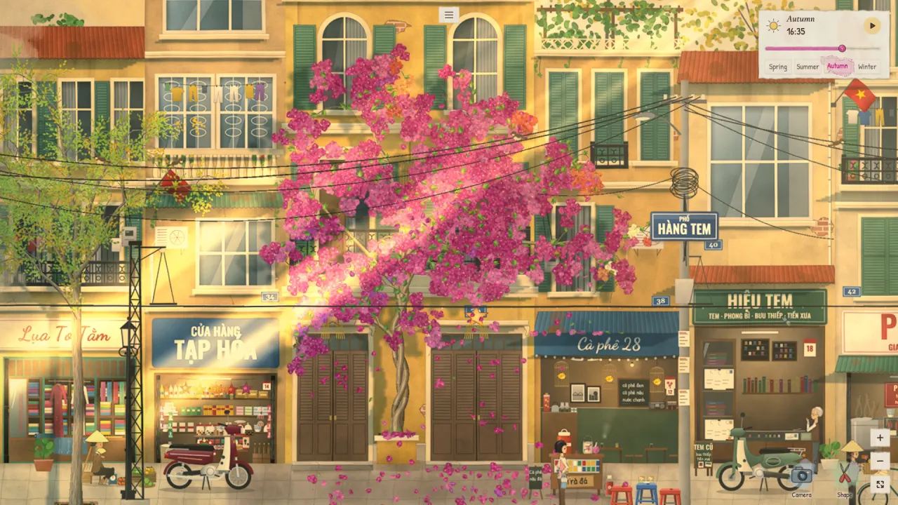Autumn sun on the street
